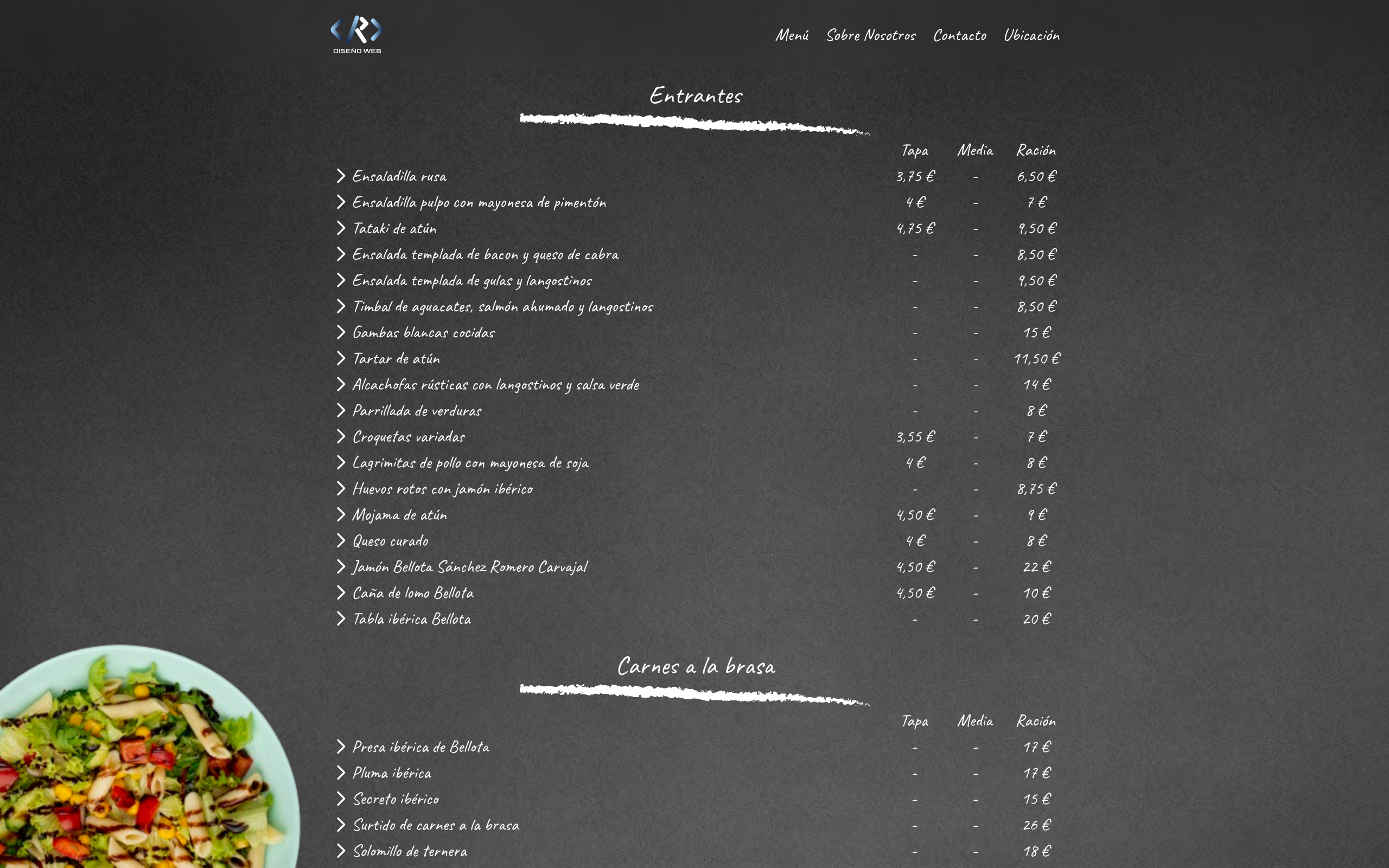 Vista previa del proyecto Menú de Restaurante