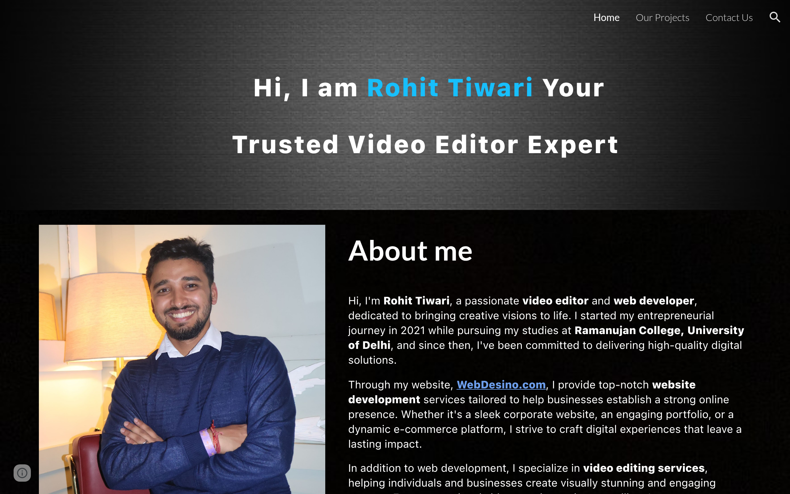 Editing Services Portfolio Screenshot
