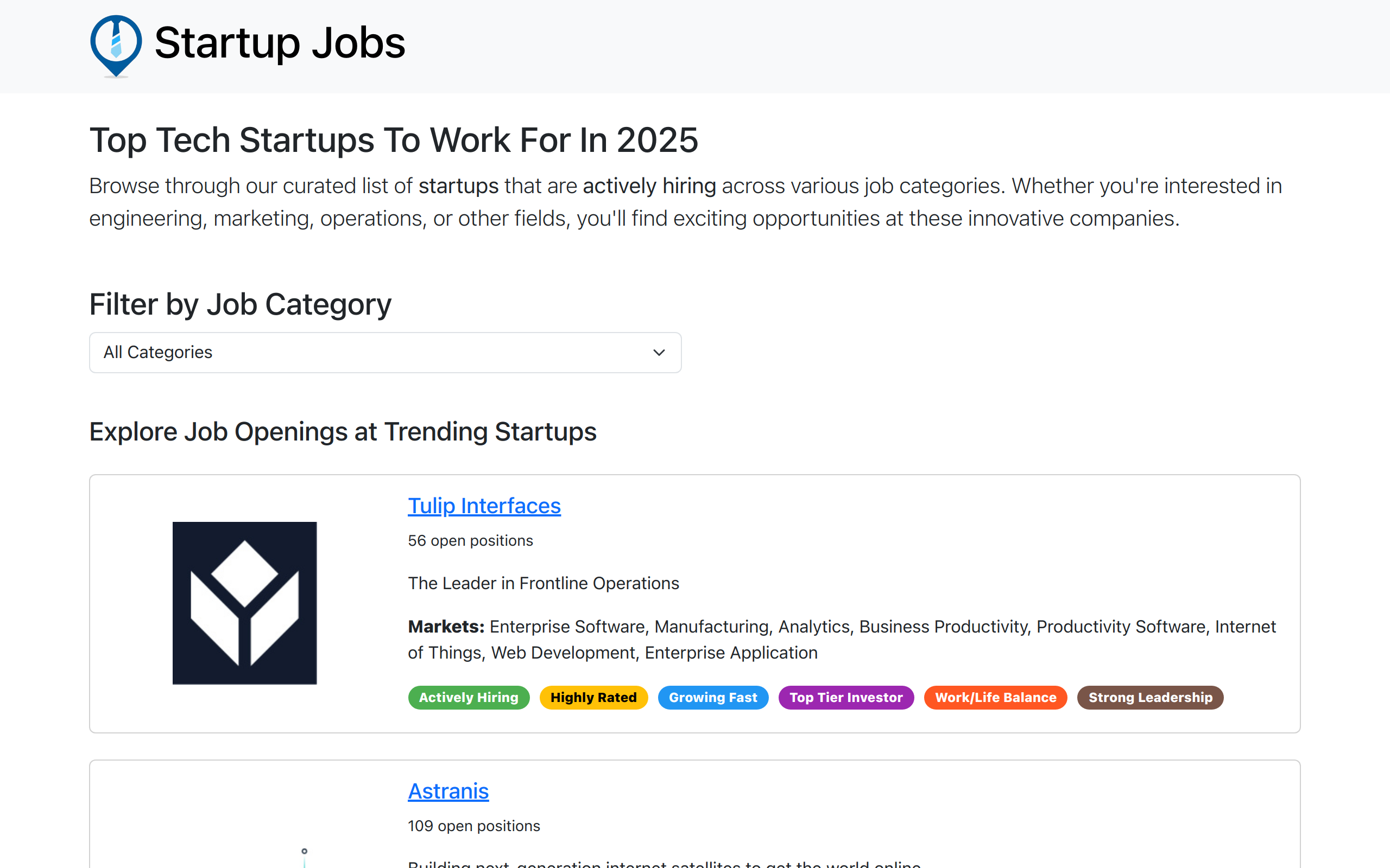 Startup Jobs Preview