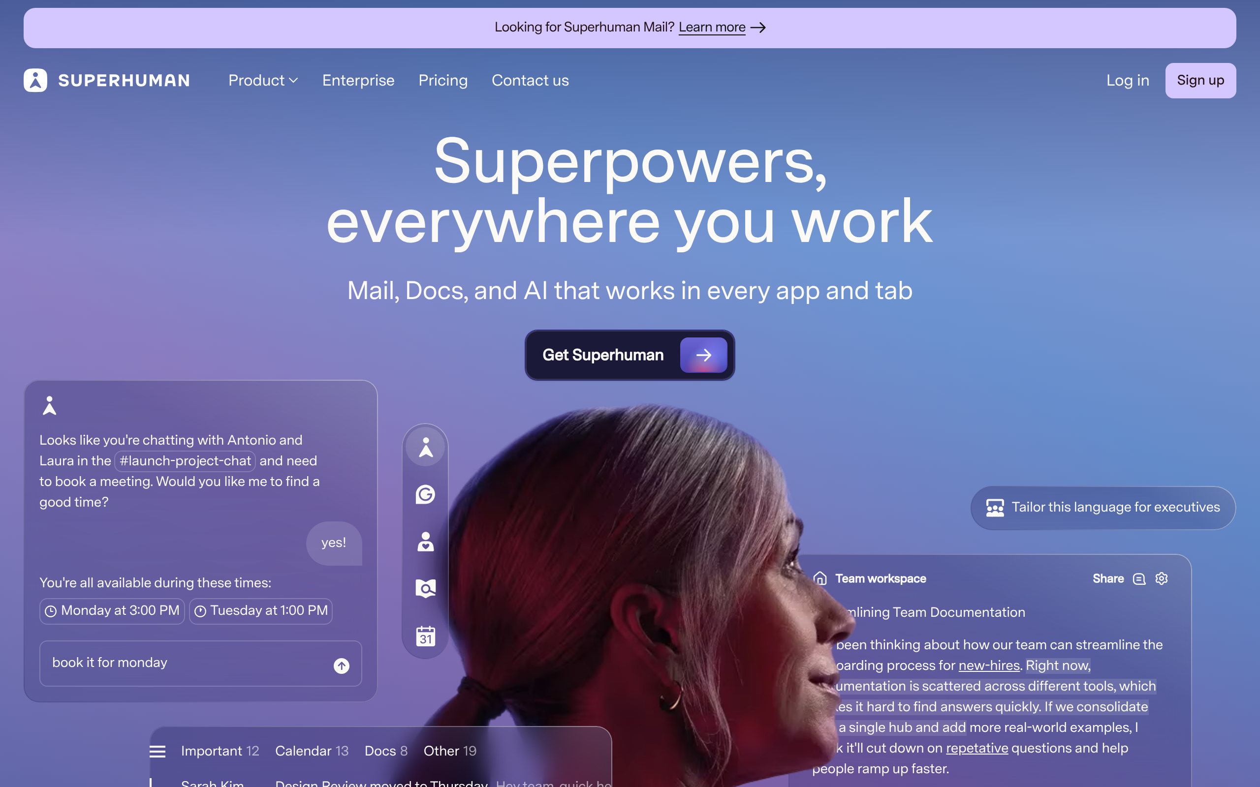 Front-page screenshot of the Awork website, showing its interface and branding.