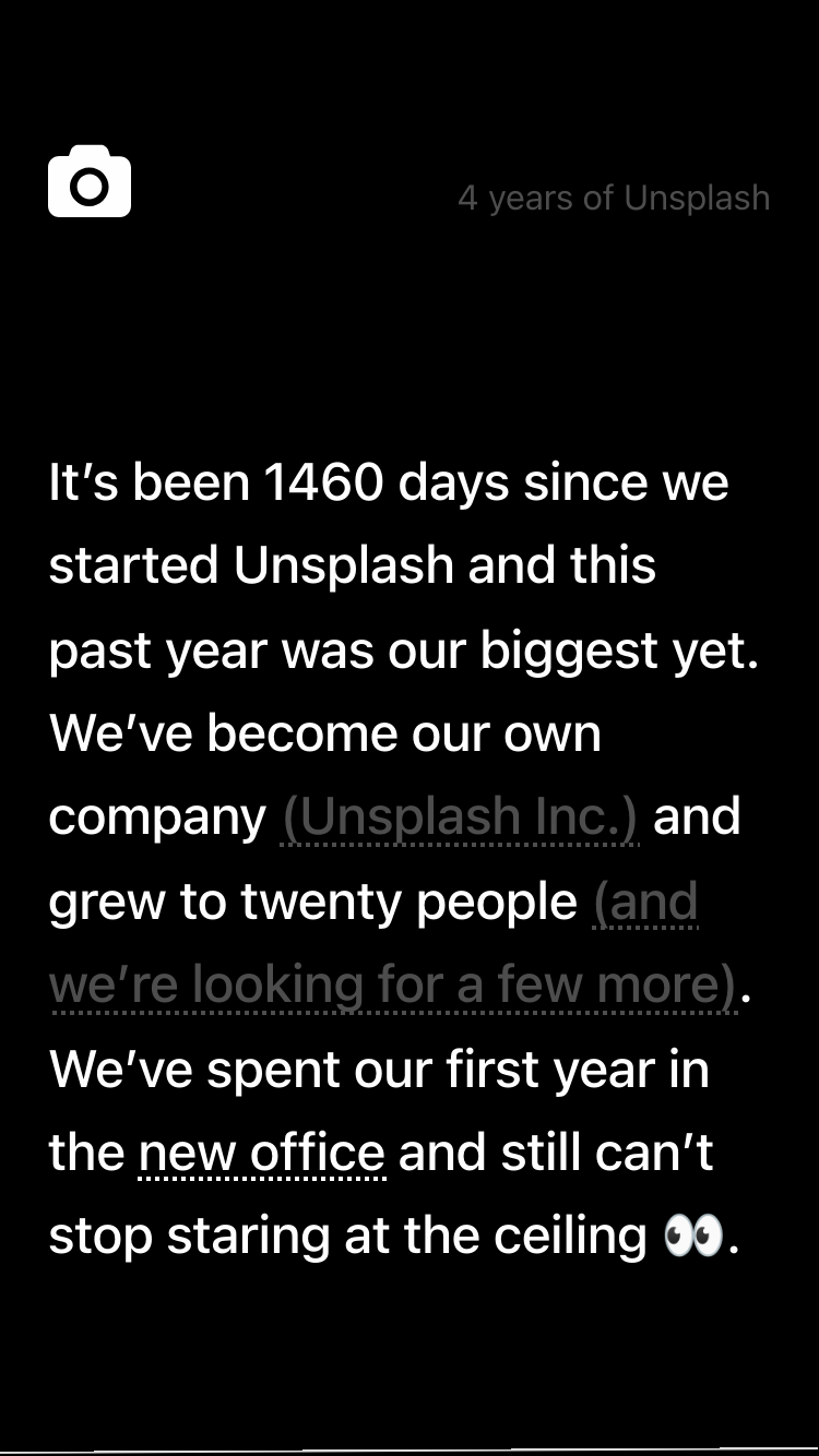4 years of Unsplash website