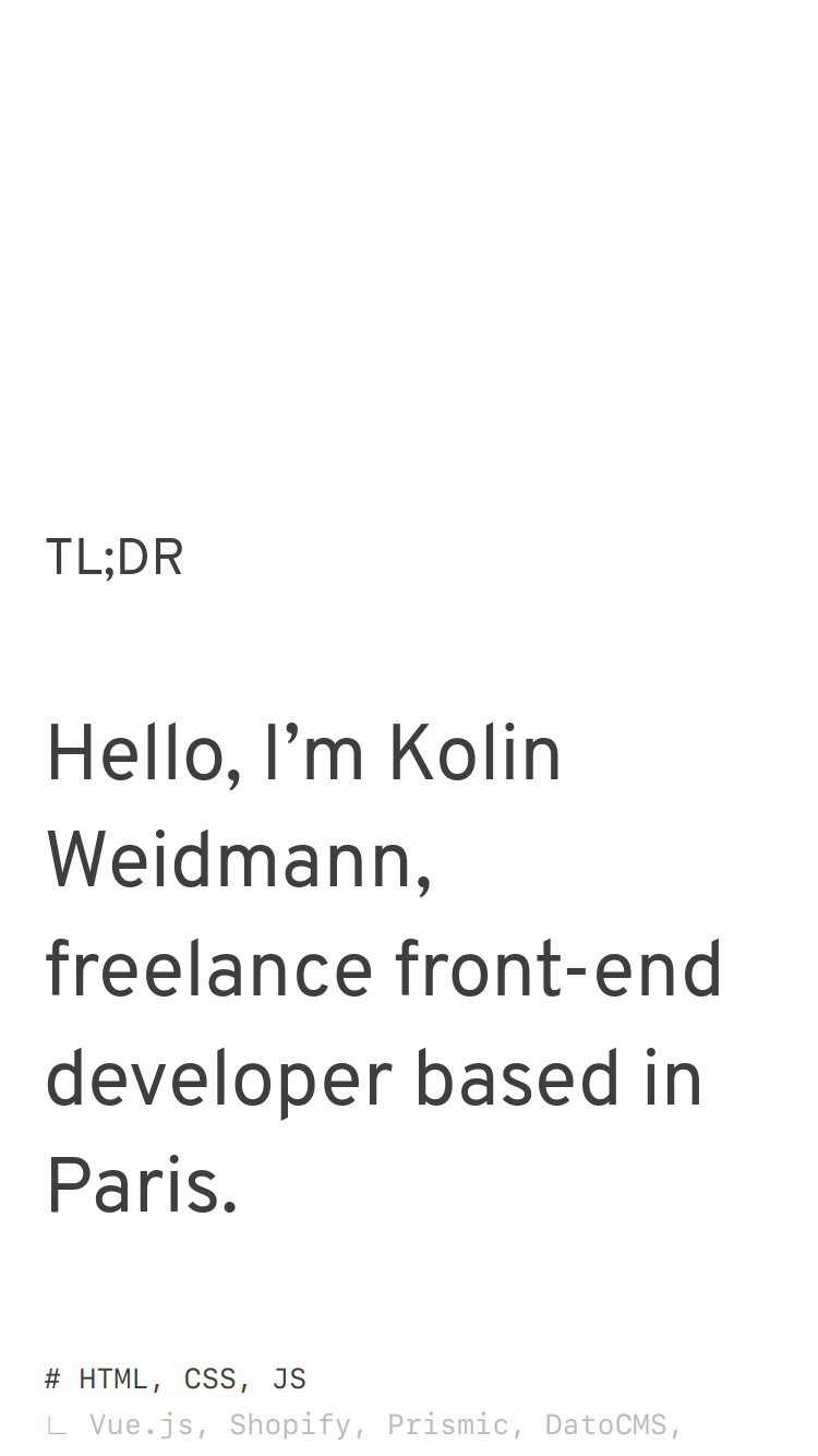 Kolin Weidmann website