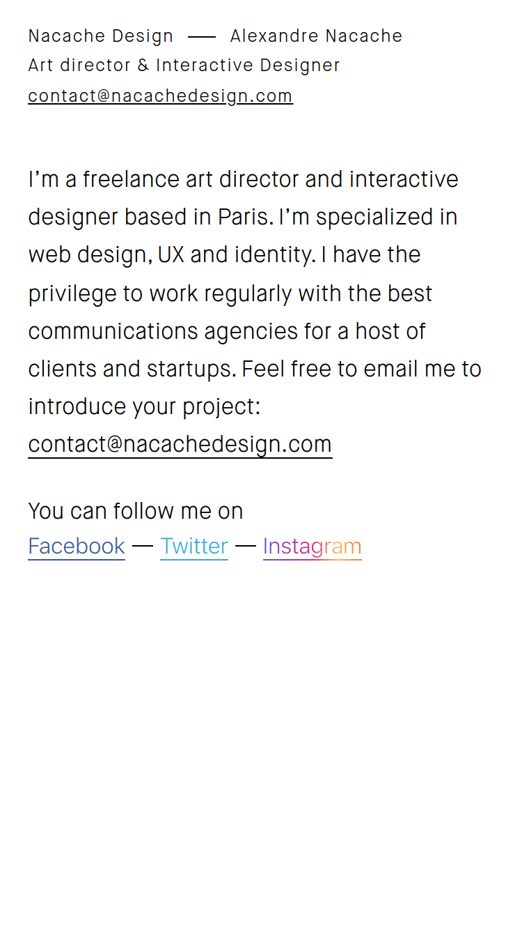 Nacache Design website