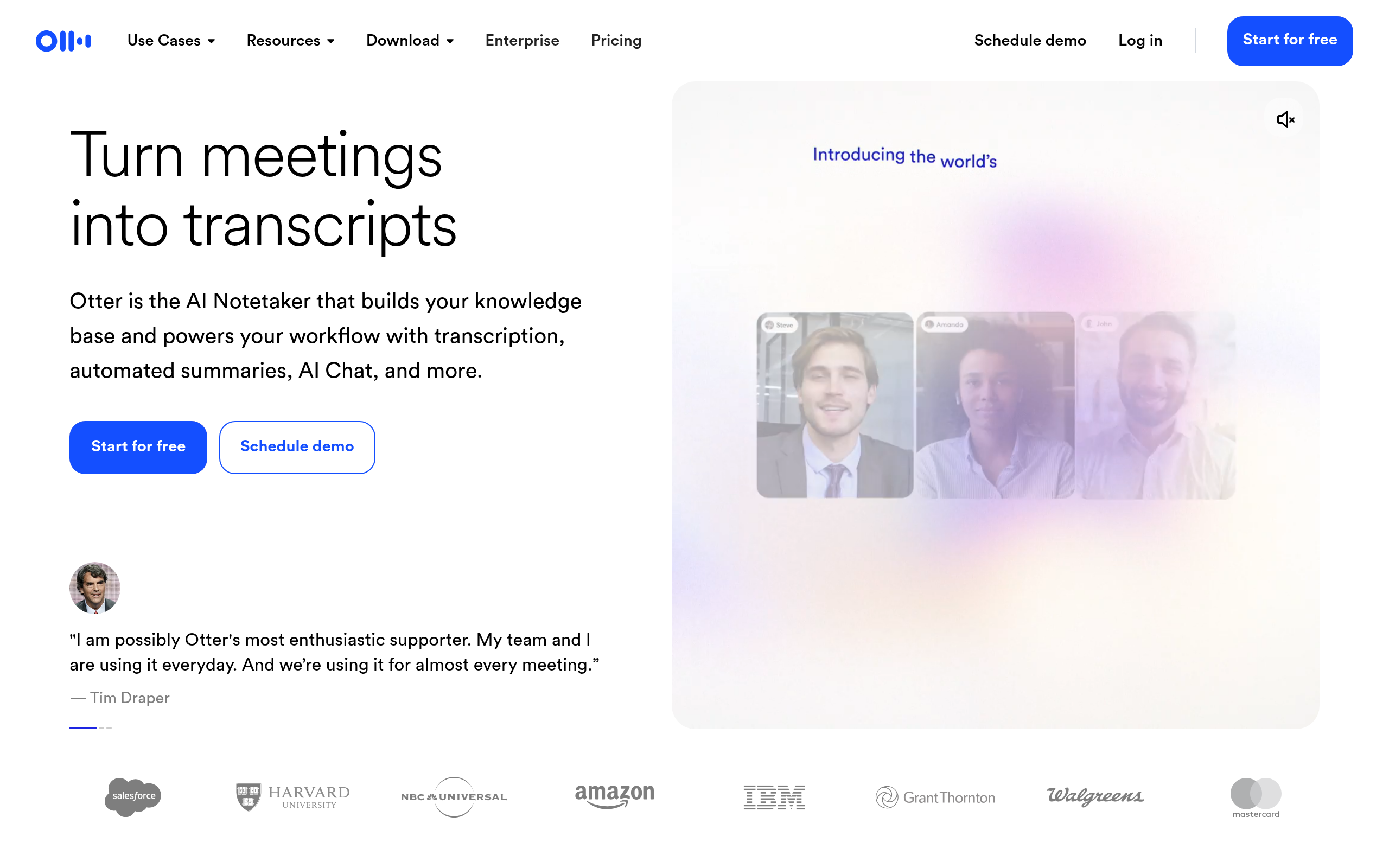 Otter.ai website preview