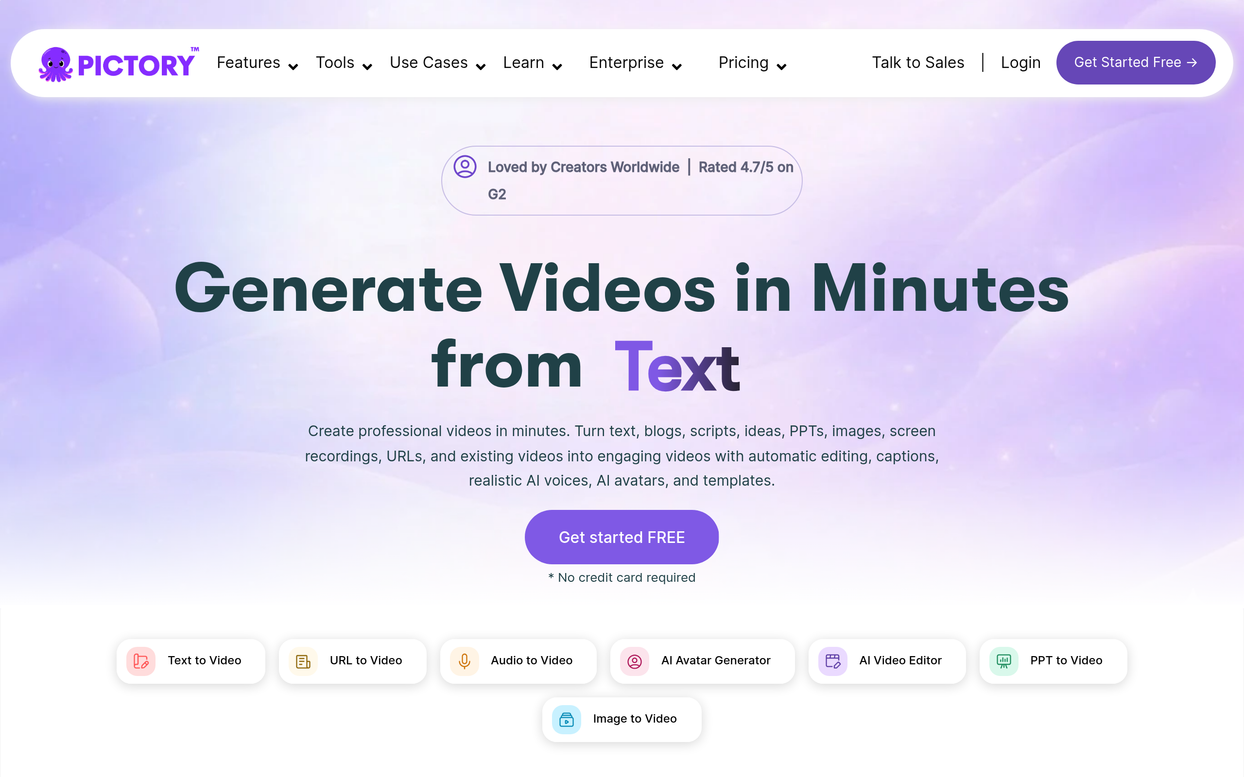 Pictory website preview