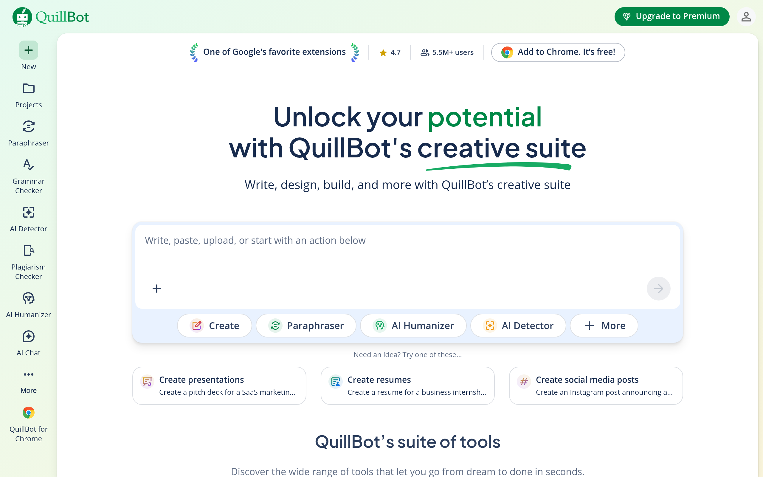 QuillBot website preview