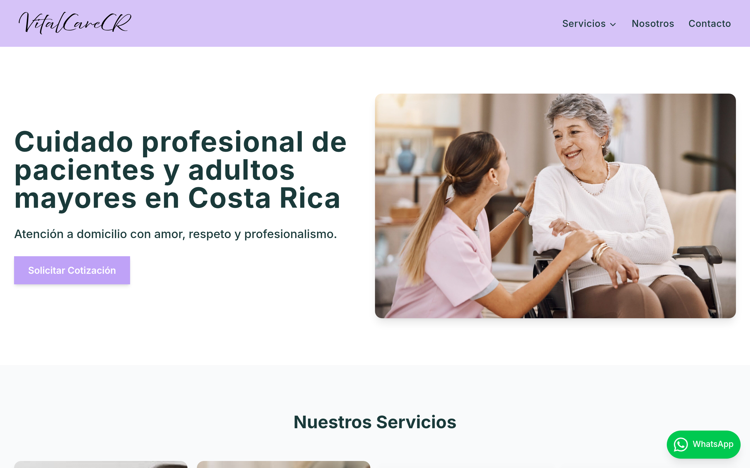 VitalCare CR website screenshot