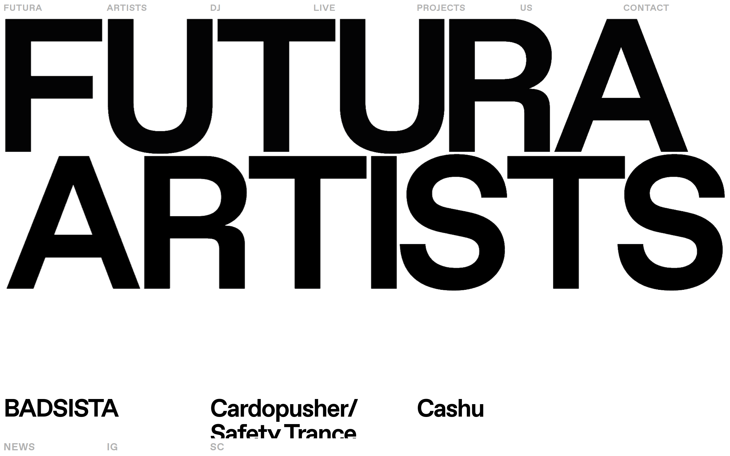Screenshot of Futura Artists @ https://futura-artists.com/